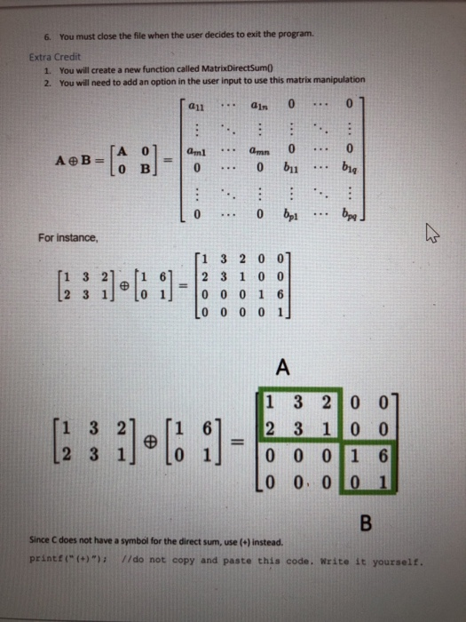 decides which operation to use (add, subtract) on MatrixA and MatribB b.