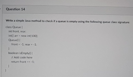  Question 14 Write a simple Java method to check if a