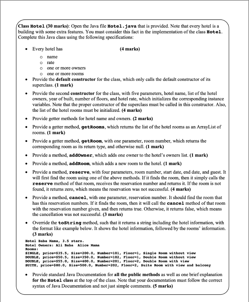 hotel as a couple of rooms. Each room, has some features, including
