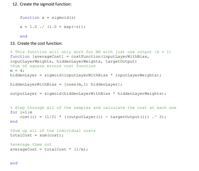 Define the size of the input layer and the hidden layer: inputLayerNumber