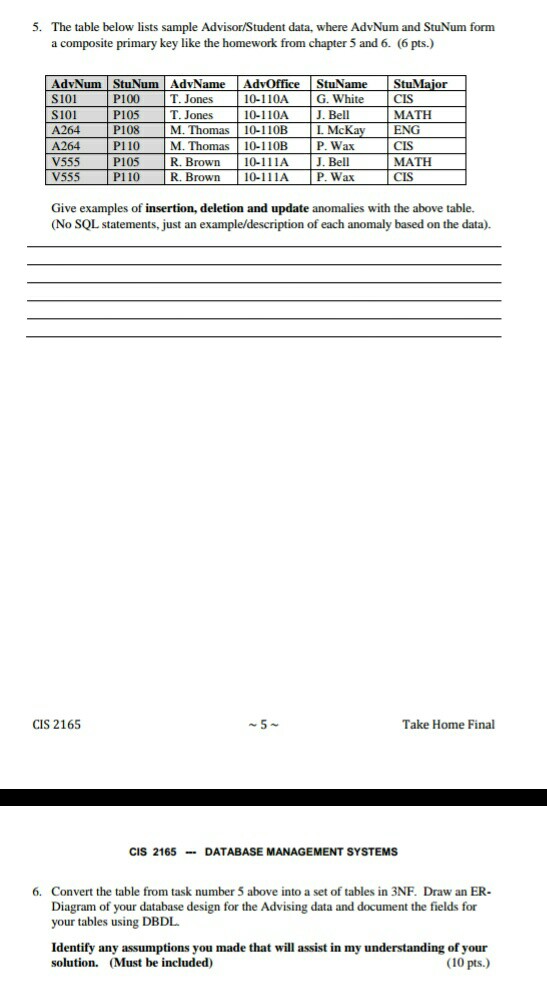 Please solve only question 6.