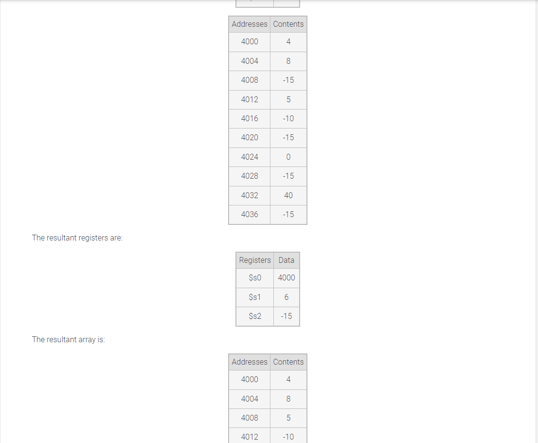 a MIPS program to remove a given element from an array. Below