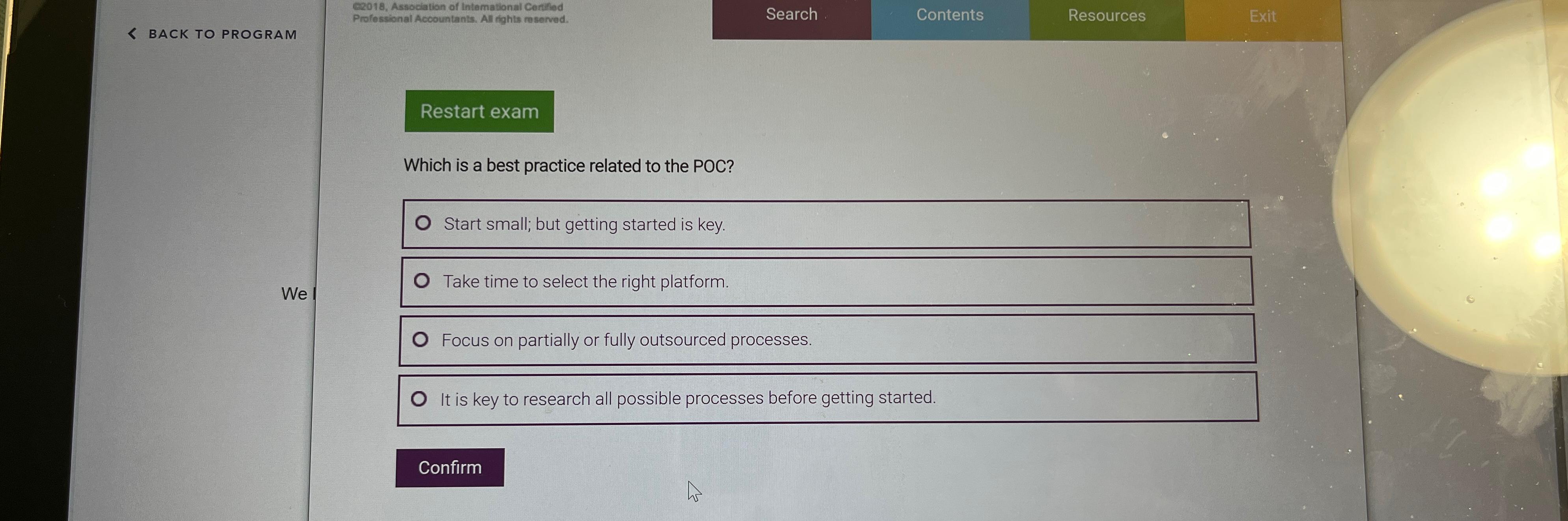  BACK TO PROGRAM Exit Which is a best practice related to