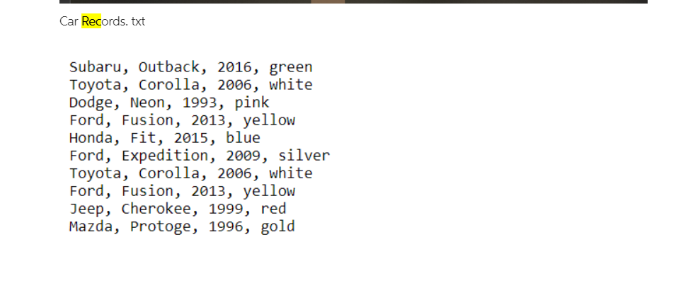 define two independent classes; class Car, class CarRecords, and the main function.