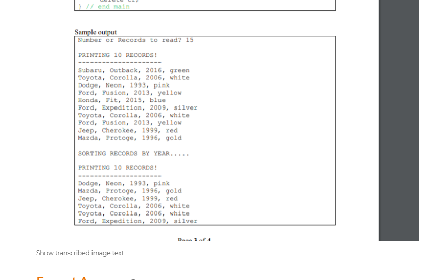 model int year string color public: Car() setFields (string mk, string md,