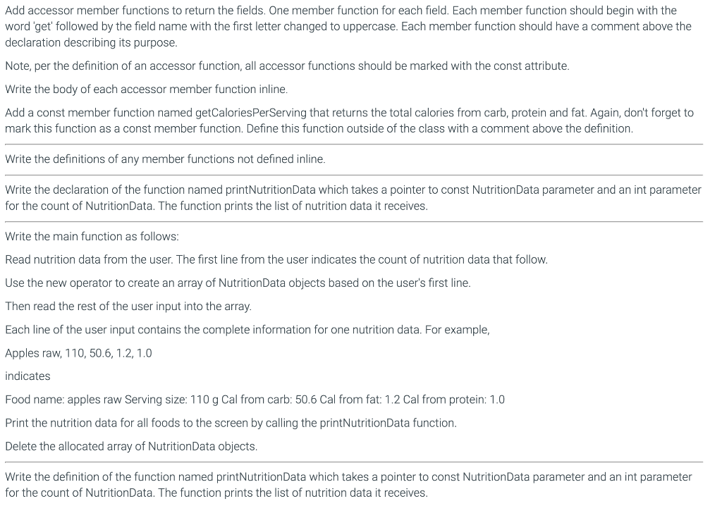 a class with non-default constructors. Write the program in accordance to the