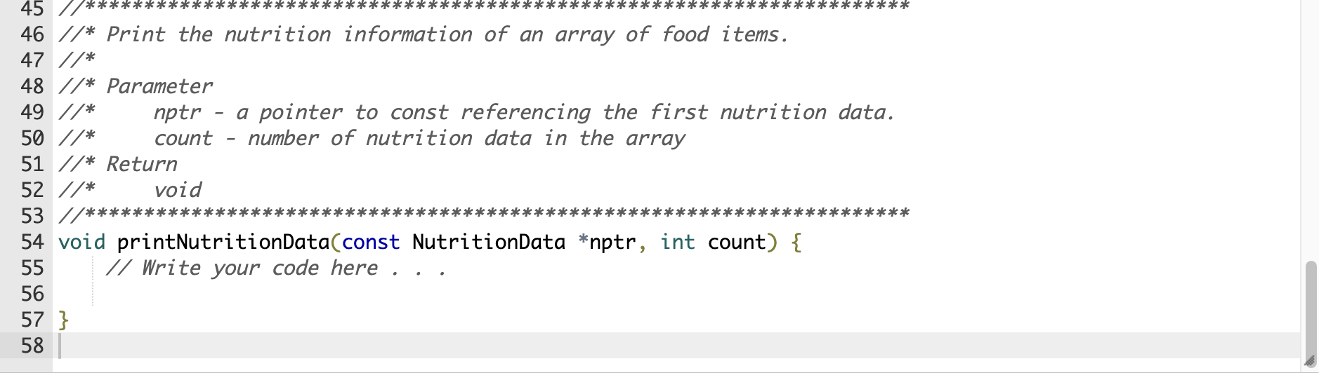 default constructor. Write the body of the default constructor inline. The default