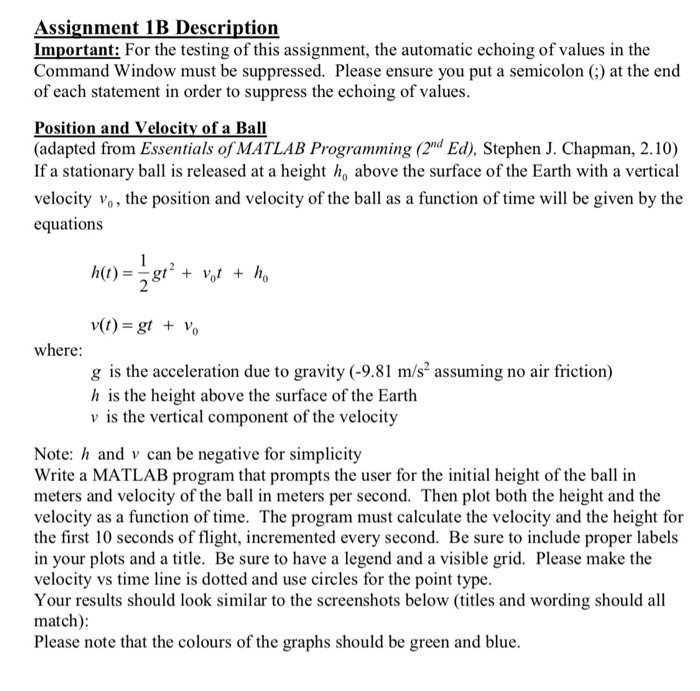  Assignment 1B Description Important: For the testing of this assignment, the
