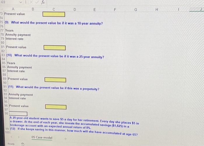 payment Interest rate Present value (11) What would the present value be