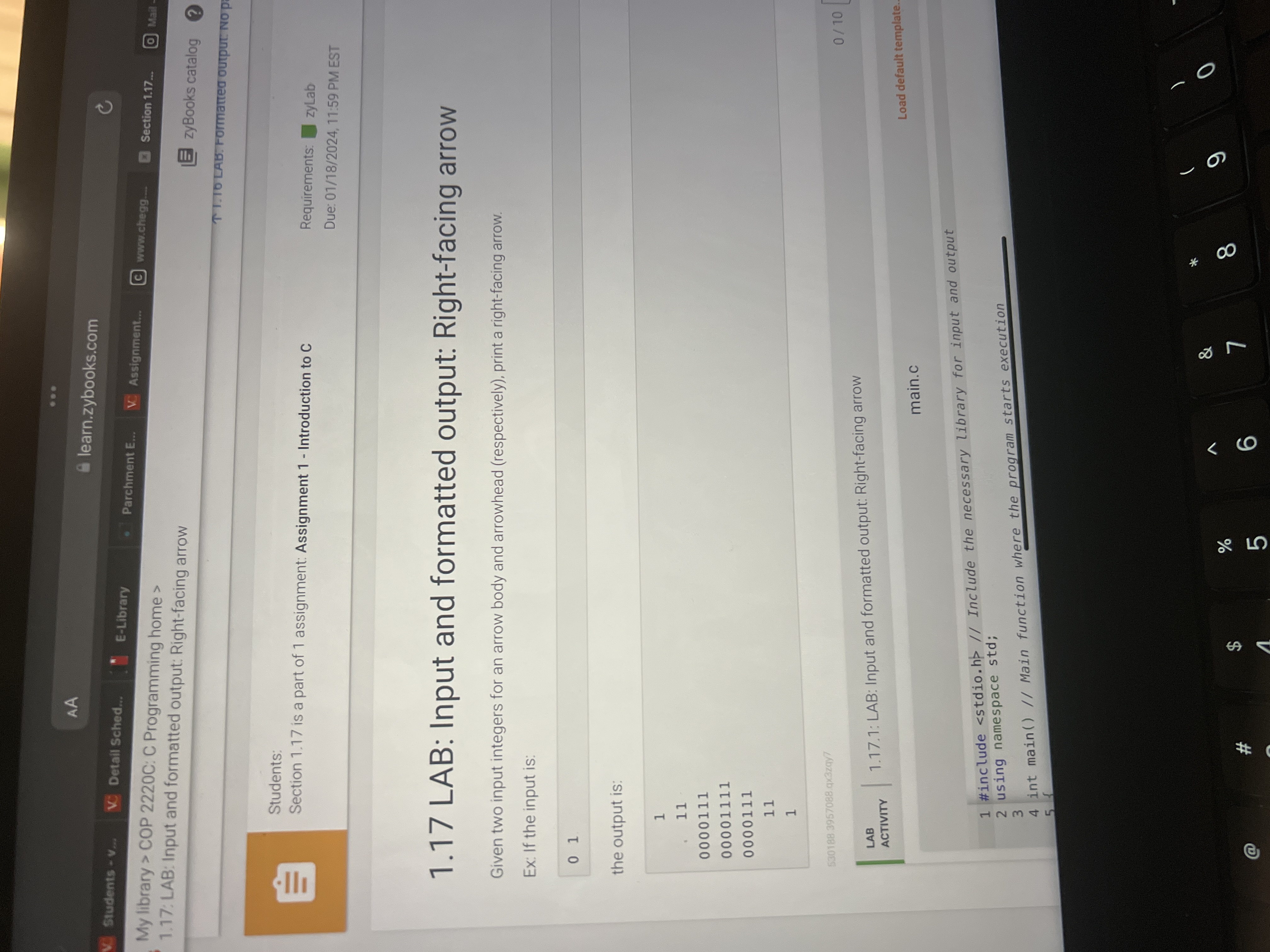  1.17 LAB: Input and formatted output: Right-facing arrow Given two input