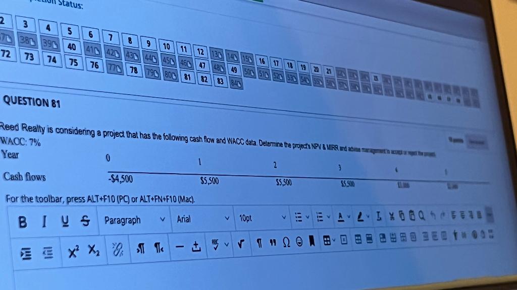  sed Really is considering a project that has the following cash