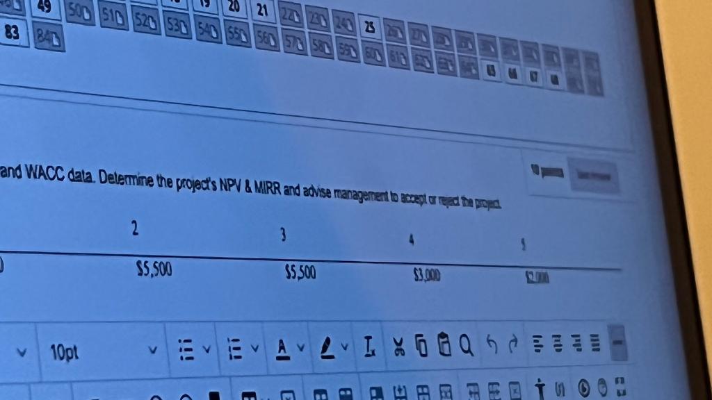 flow and WACC data. Deternine he propeds NPV \& VRi ACC: 7\%
