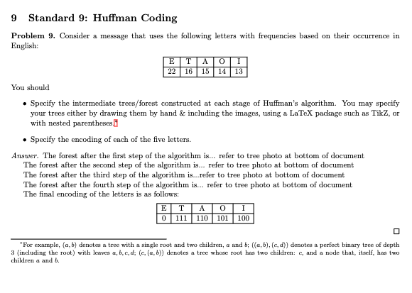  Problem 9. Consider a message that uses the following letters with