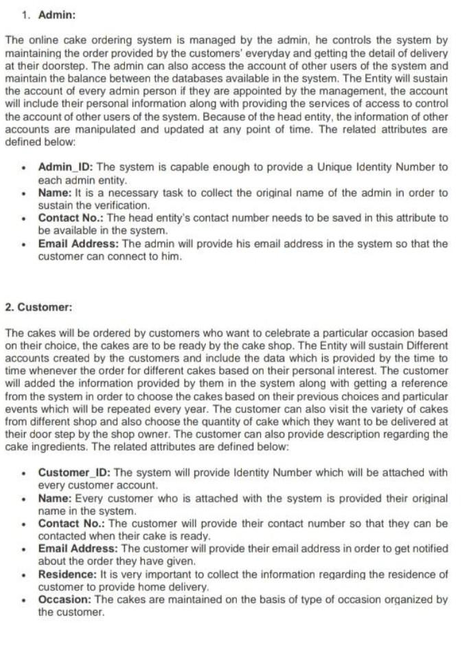 (with Oracle) and not with SQL Online Cake Ordering System FINAL YEAR