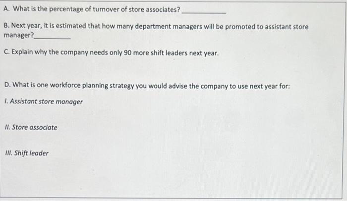 (2) Shift leader (3) Department manager (4) Assistant store manager (5) Store