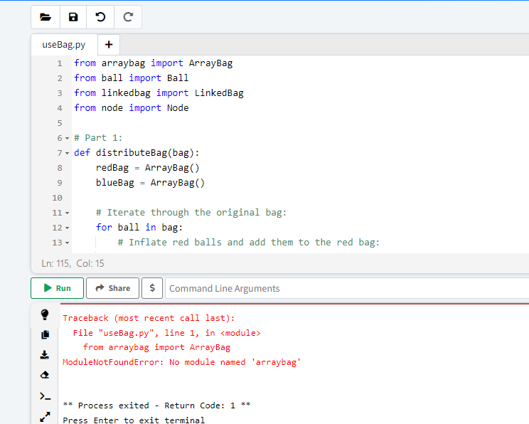  from arraybag import ArrayBag from ball import Ball from linkedbag import
