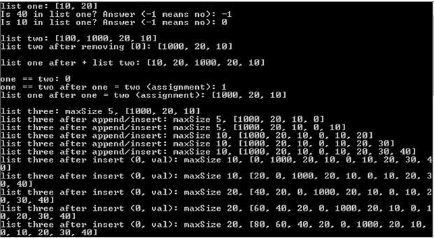Build a class dynListType based on dynamic array. Its declaration is provided