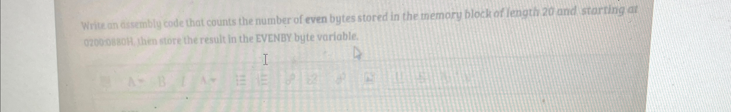  Write an aisembly code that counts the number of even bytes