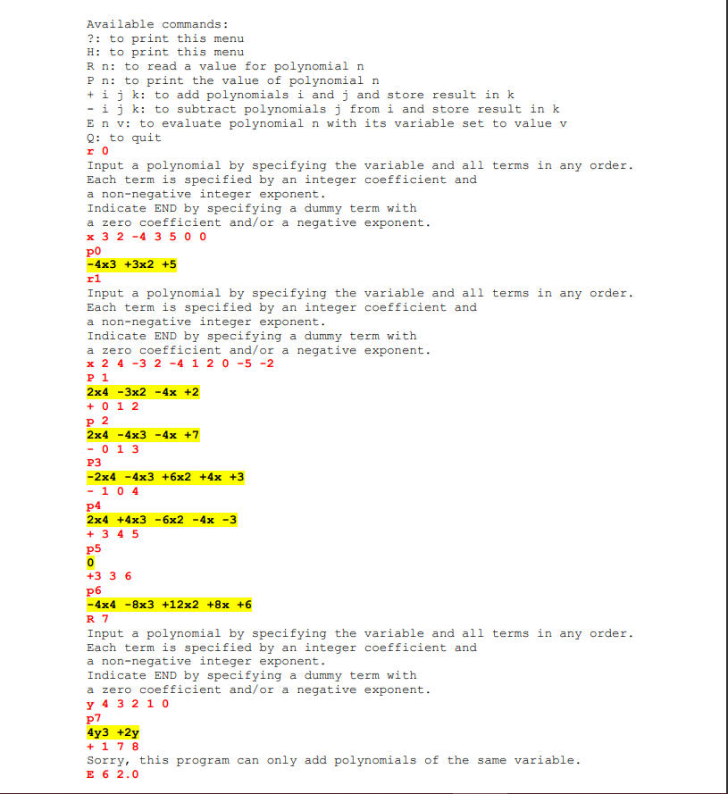simplepoly.h file: #ifndef SIMPLEPOLY_H #define SIMPLEPOLY_H class SimplePoly { public: SimplePoly(); SimplePoly(const