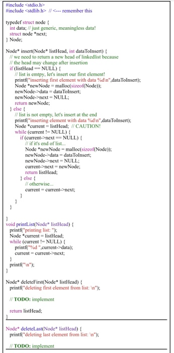  #include #include // data dataToInsert; new Node->next = NULL; return newNode;