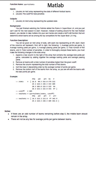 the stats of different football teams 2. (double) The cutoff for total