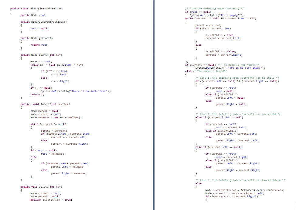 GIVEN THE JAVA CODE BELOW: Implement a Black-Red Tree which support search