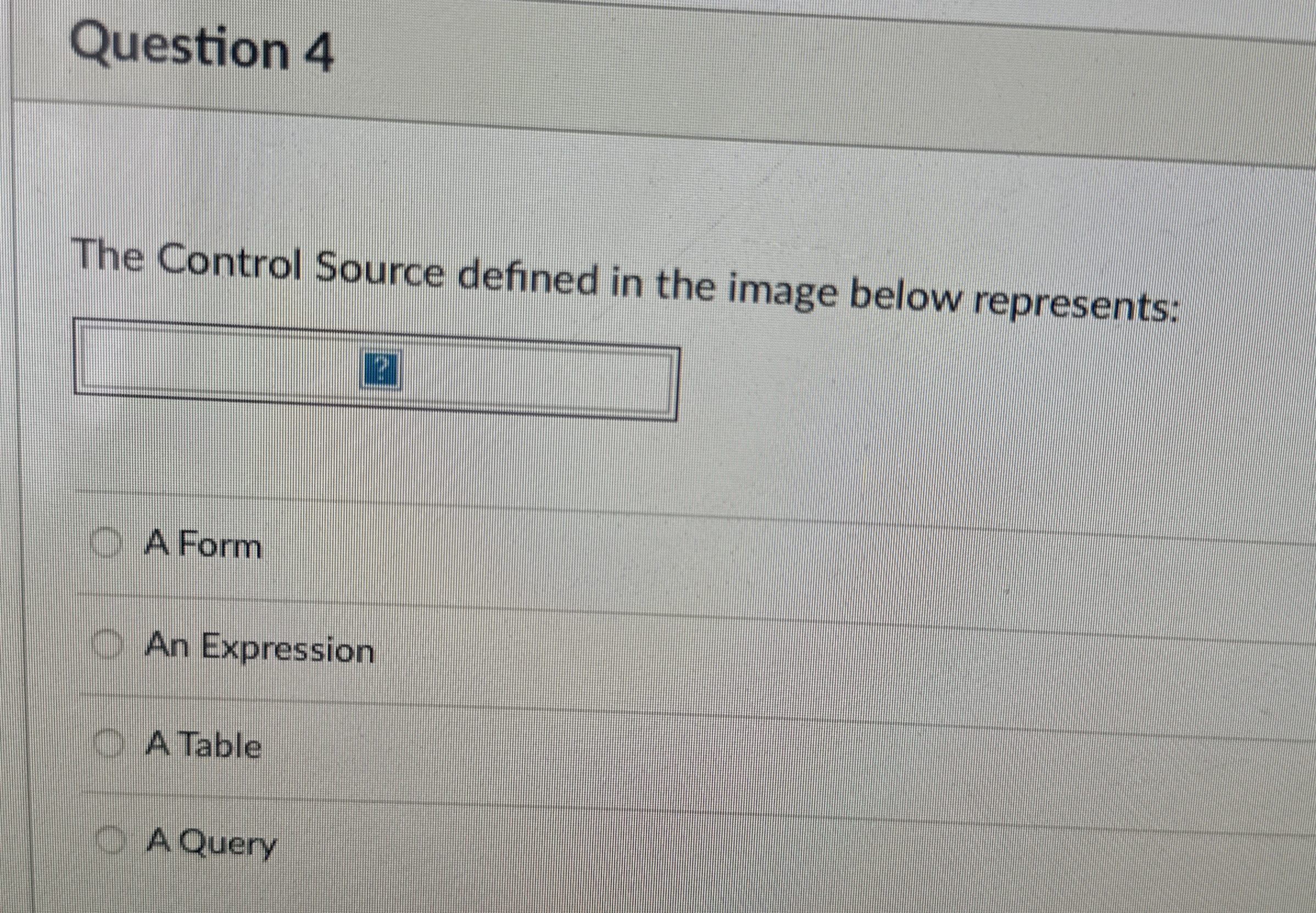  Question 4 The Control Source defined in the image below represents: