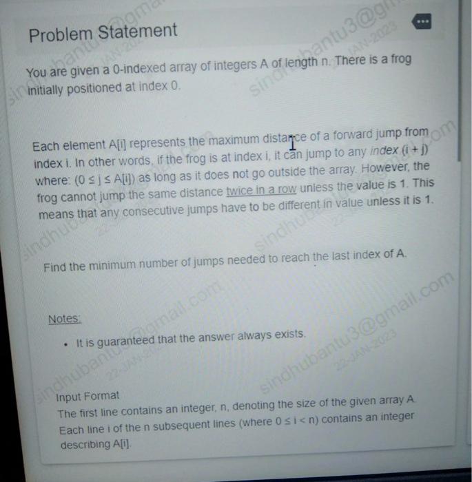  coding question Problem Statement You are given a 0 -indexed array
