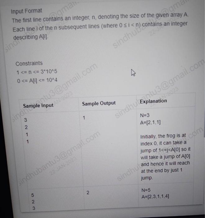of integers A of length n. There is a frog initially positioned