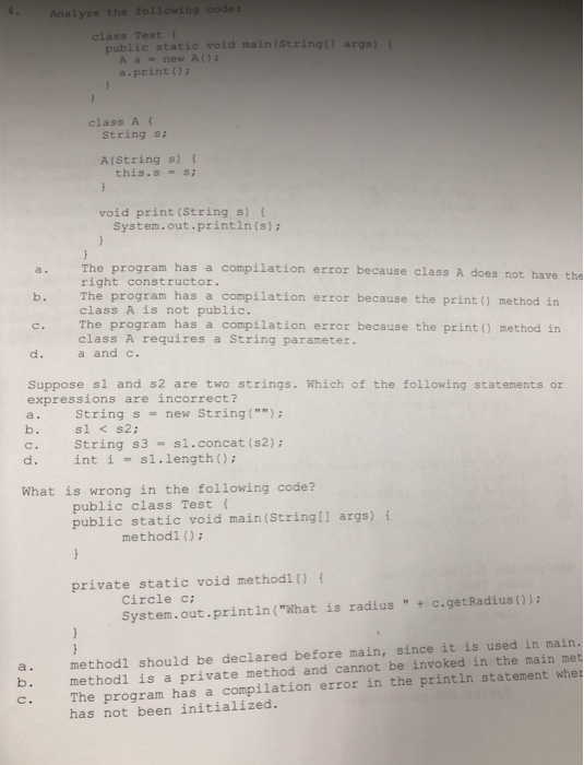  Analyze the following code class Test public static void main(Stringtl arga)
