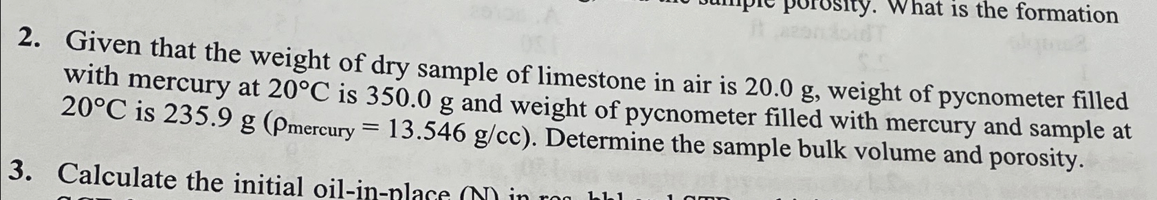  ANSWER IS 25.5% POROSITY. I need help with the steps. Given