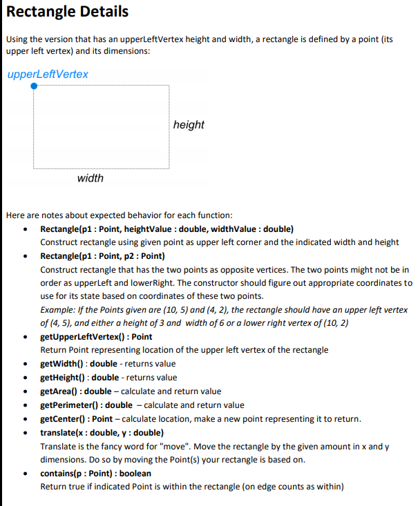 C++: Create a class Rectangle that represents a rectangle on a Cartesian