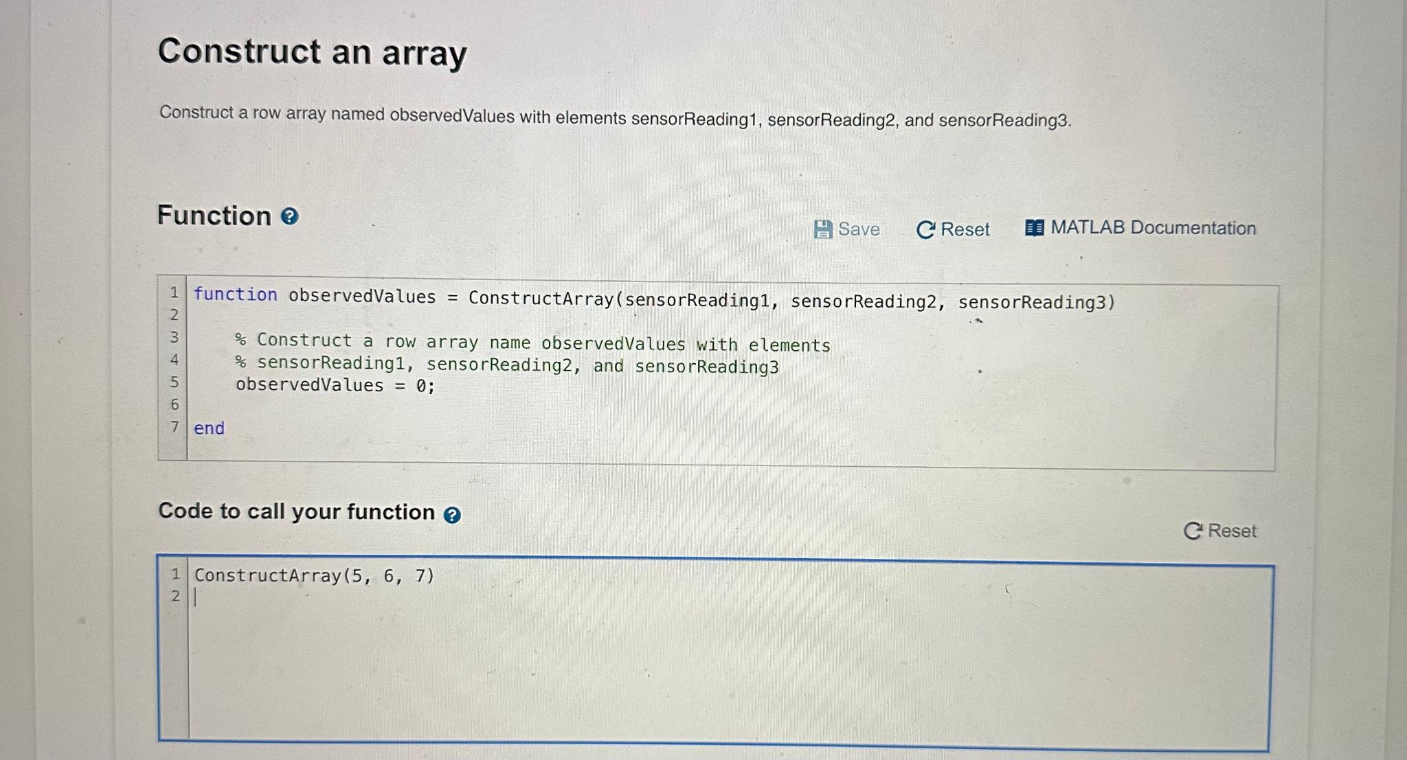  Construct an array Construct a row array named observedValues with elements