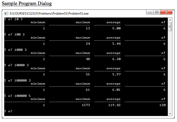 designated areas in source file Problem51.c that says "Student provides missing code......"