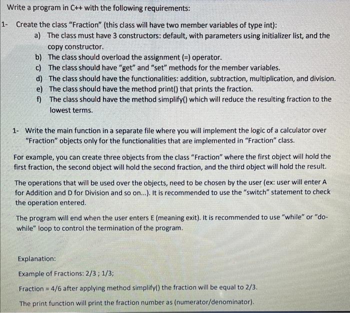  Write a program in Ct+ with the following requirements: - Create