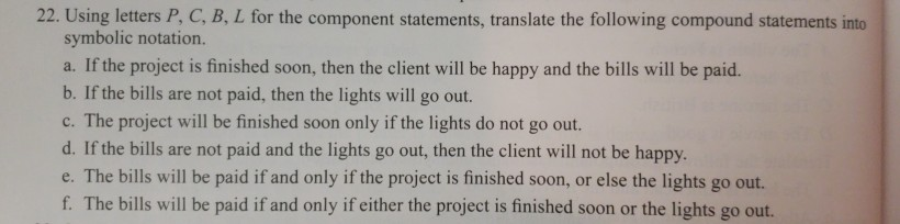 #22 22. Using letters P, C, B, L for the component