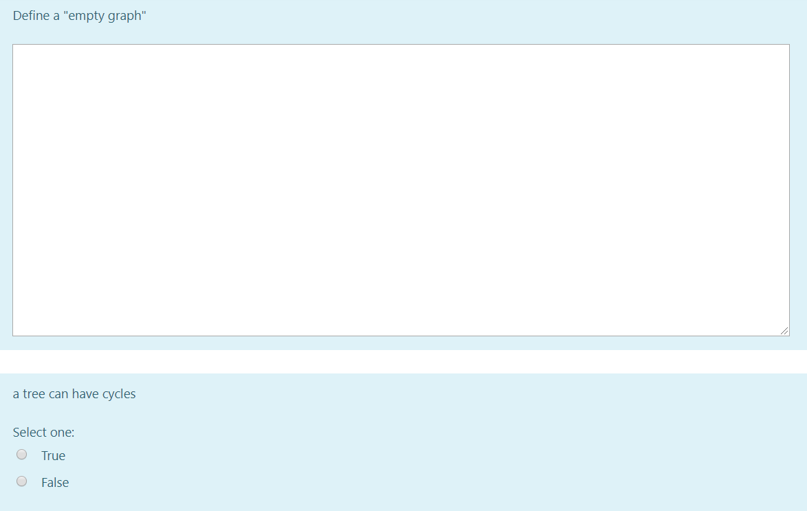 Data structures Define a "empty graph" a tree can have cycles