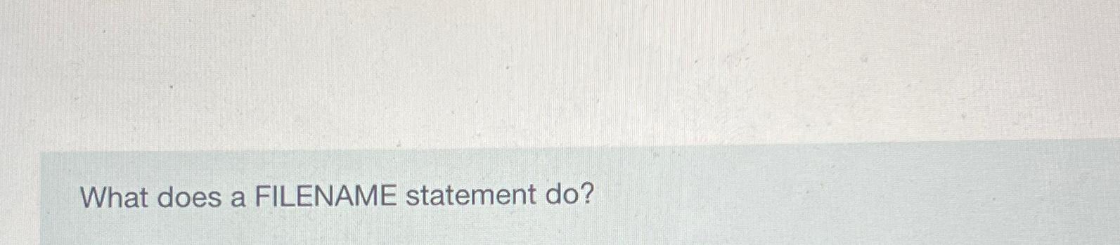  What does a FILENAME statement do? 