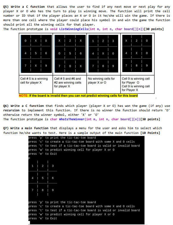 board starting from 1 and stop at 9. The function prototype is
