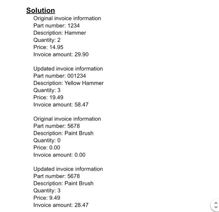 use to represent an invoice for an item sold at the store.