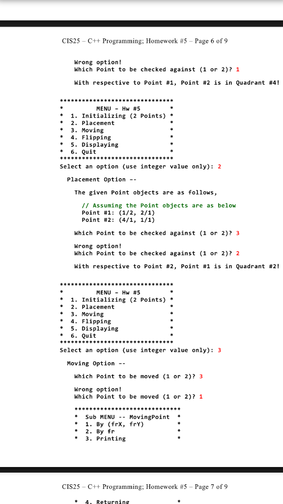 to place, to move, to flip and to display the Points provided