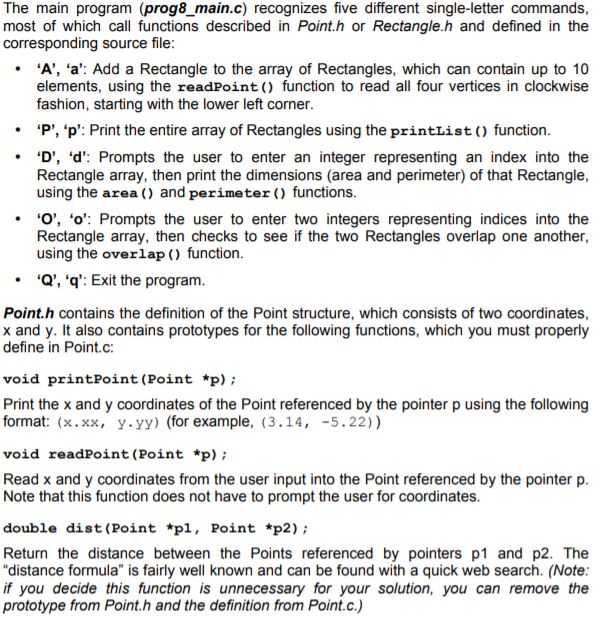 This C programming assignment utilizes structures to model a group of rectangles.