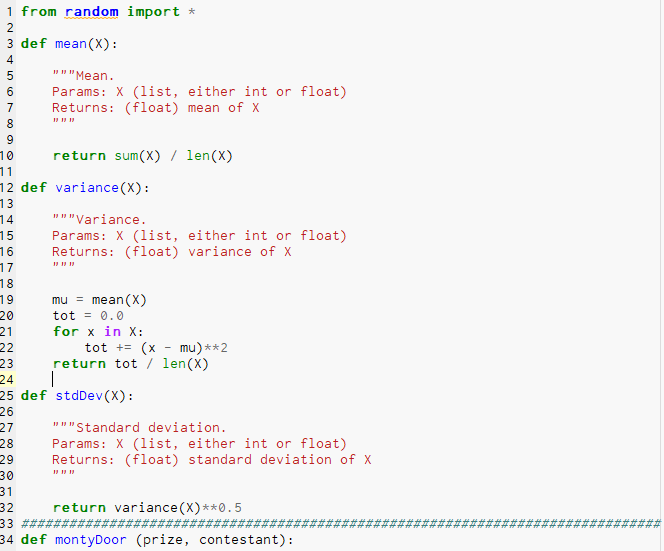 Python 3, please include doc strings and sample I/O. Basically, the