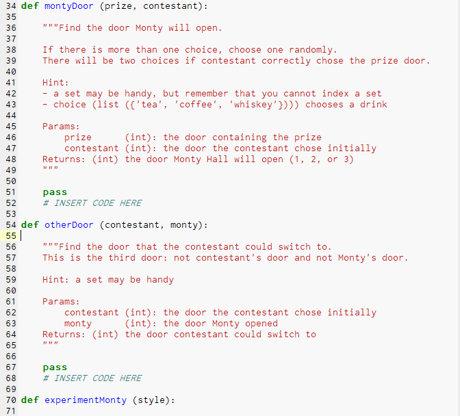simulation is that you have three doors (1,2,3) - 1/3 || 33%