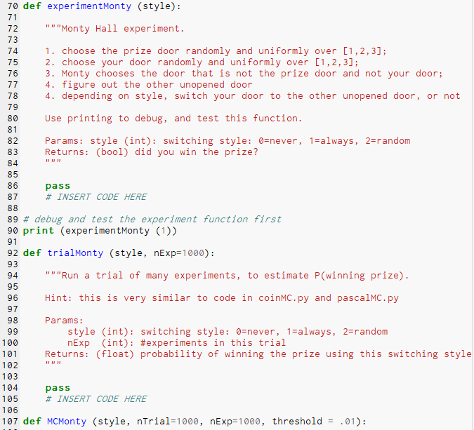 odds of winning. If you pick the correct door, you win. If