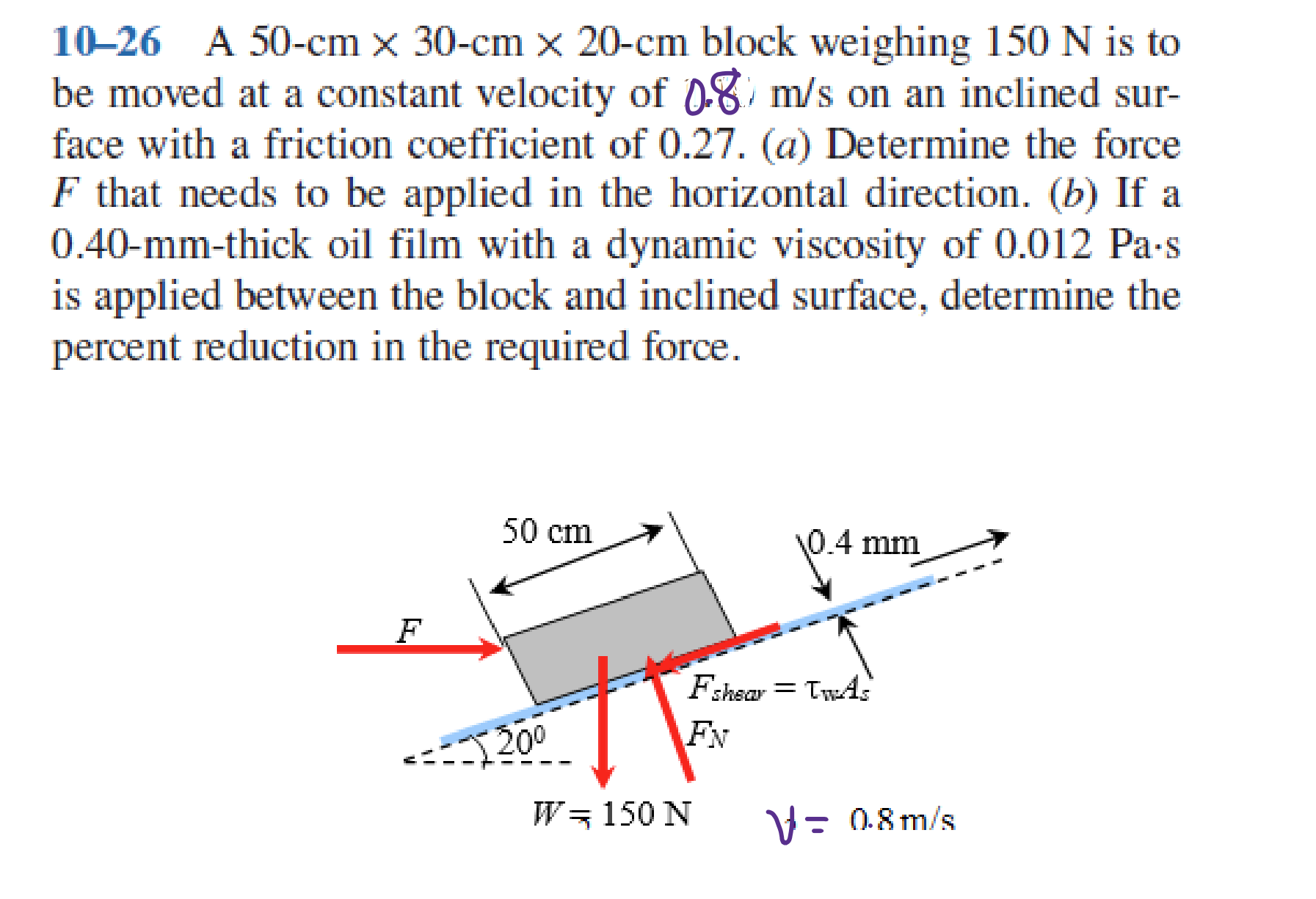  10-26 A 50-cm30-cm20-cm block weighing 150N is to be moved at