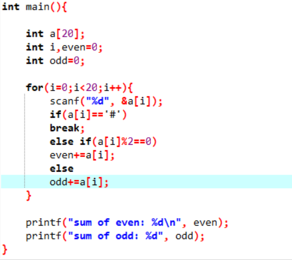 the # is pressed. Compute and display the sum of even numbers