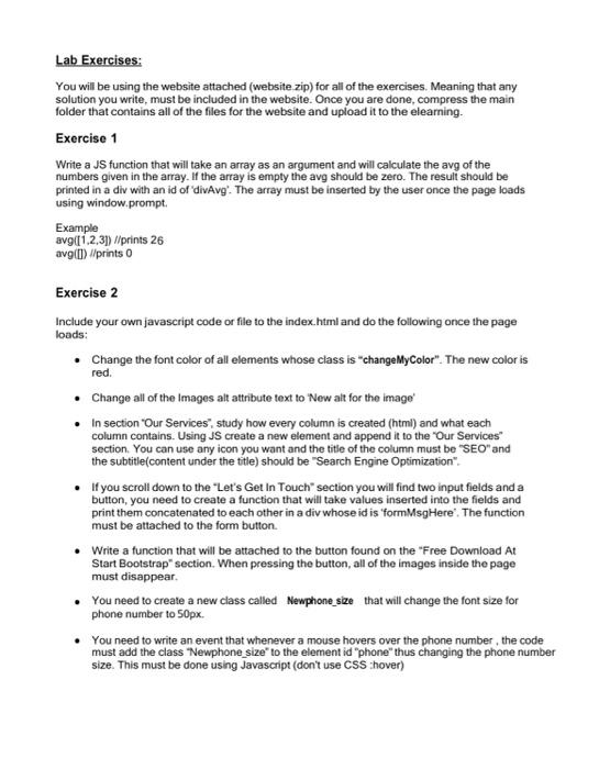  html and java and for exercise 2 how can i add