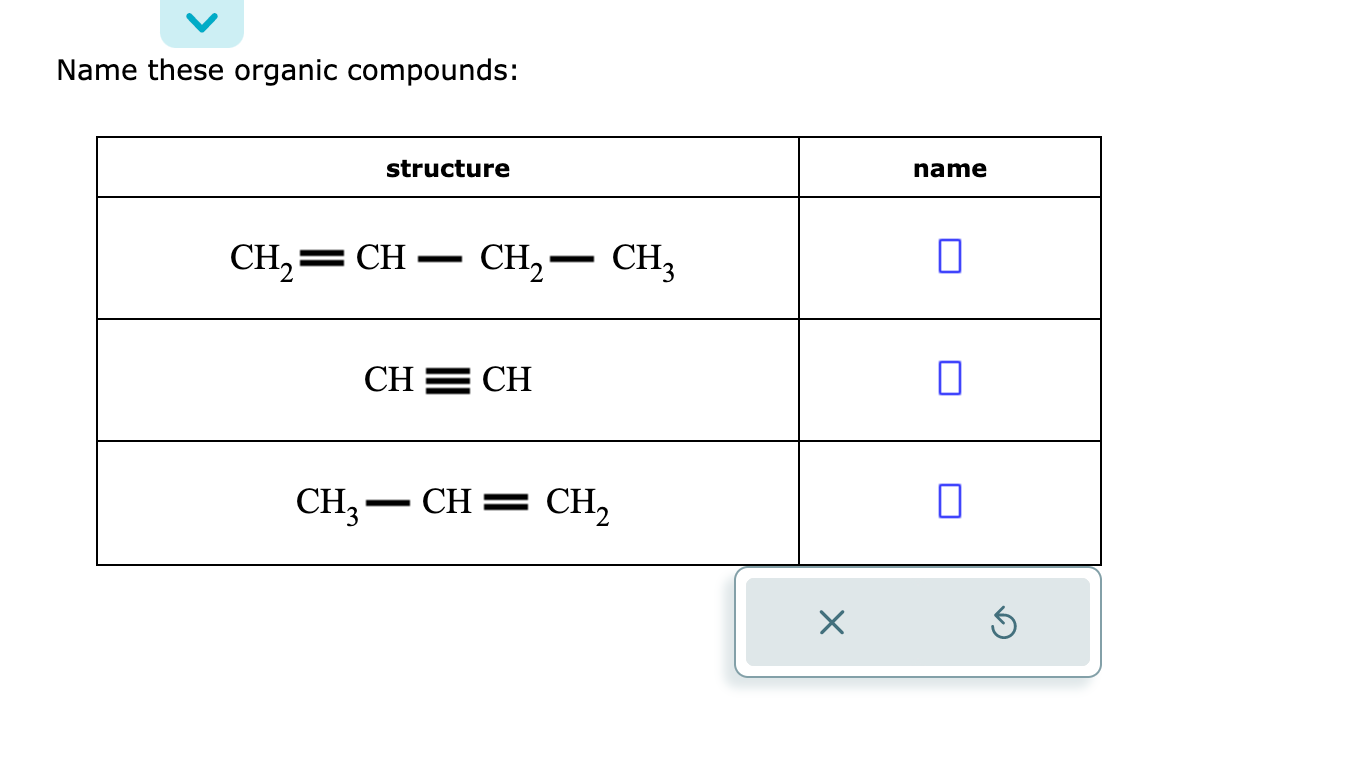 Name these organic compounds