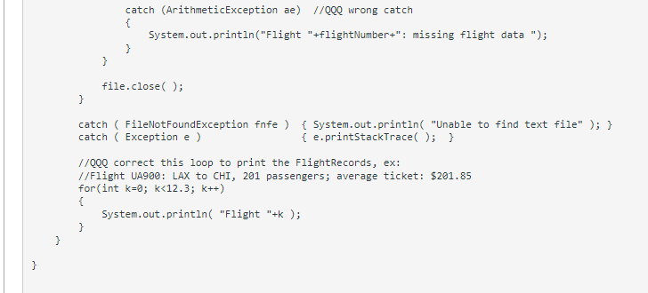 will have information from the text file and includes flight number, origin,